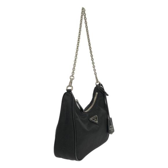 Prada Black Saffiano Bag Leather Nylon Shoulder - Picture 1 of 13